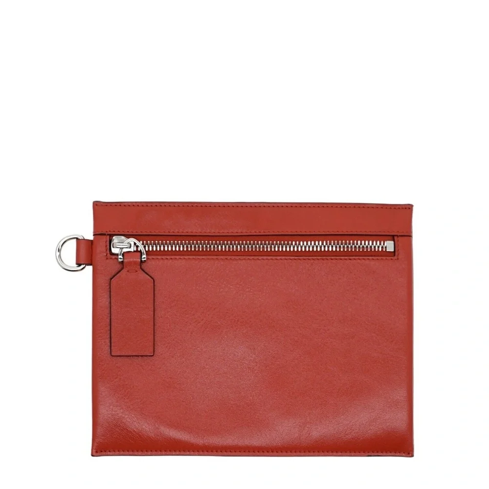 Valentino V-RING Wallet & Pouch On Strap Red Leather New